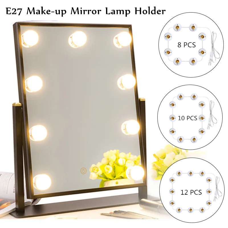 

8/10/12PCS E27 Make Up Mirror Table Lamp Bulb Holder Socket Adapter US Plug 220V