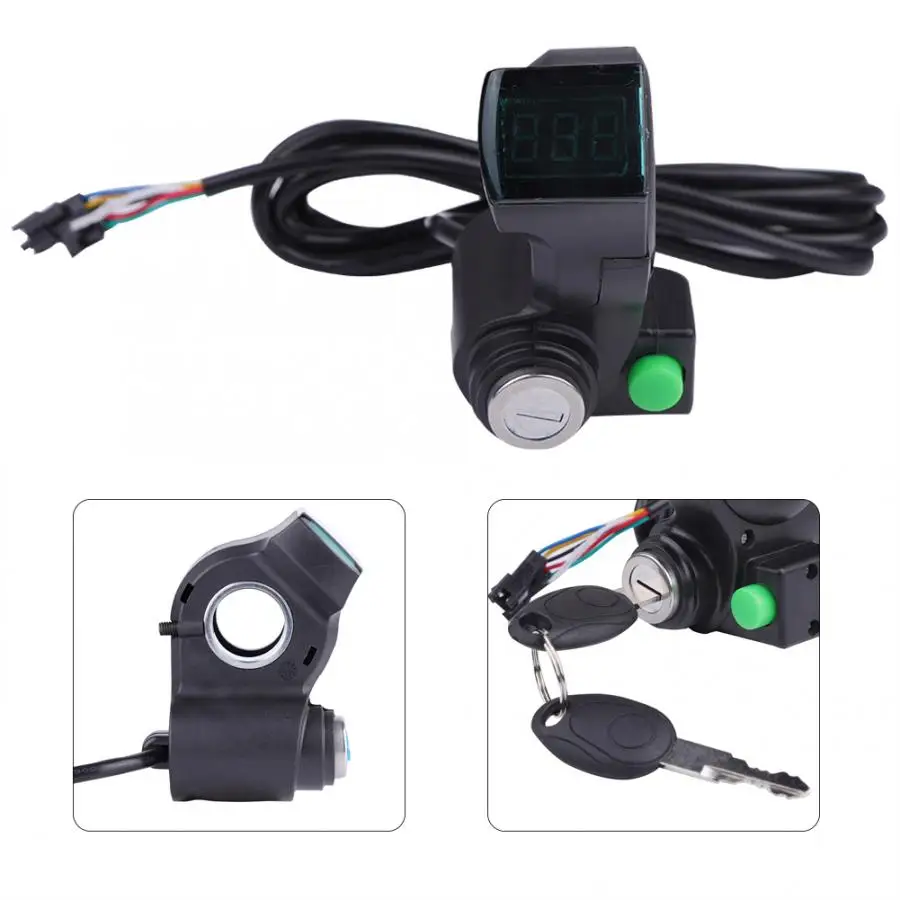 Perfect Electric Bicycle Accessories Electric Bike Thumb Accelerator Display Battery Voltage Key Switch Lock With Power Switch E-bike 3