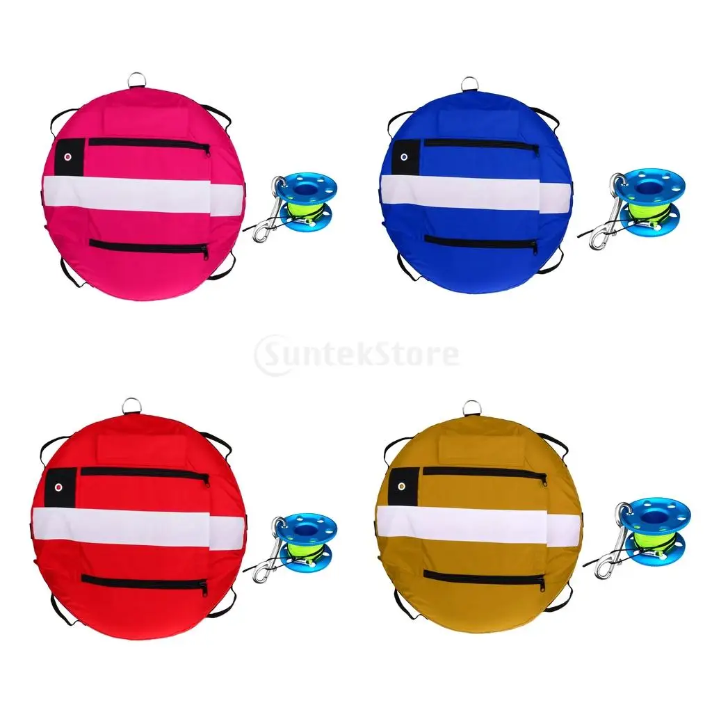 

High Visibility Freediving Buoy + Finger Reel for Spearfishing, Scuba Diving, Snorkeling - 4 Colors