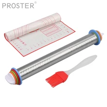 PROSTER 17 дюймов регулируемые Вертлюги Из Нержавеющей Стали Штифт с коврик для теста ролик с 4 съемными регулируемыми толстыми кольцами