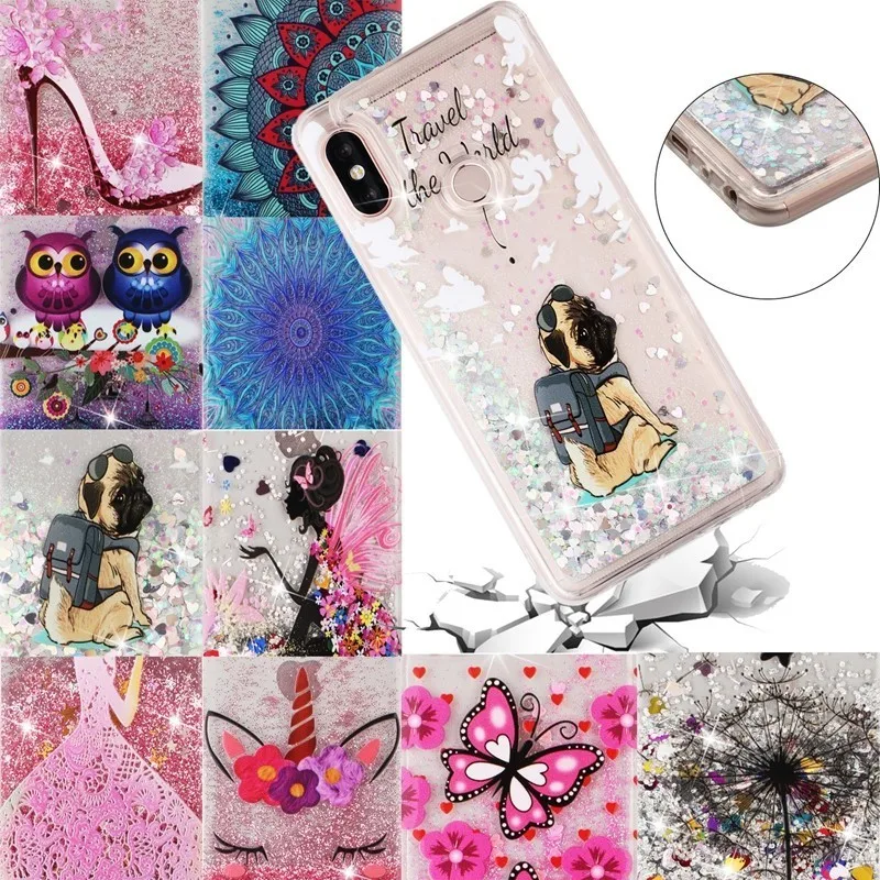 

Flowing Water Liquid Phone Case For XiaoMi RedMi Note 5 Pro Girl Quicksand Glitter Star TPU Soft Capa For RedMi Back Cover Coque
