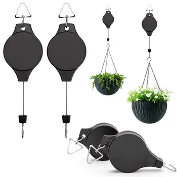 

4Pcs Plant Pulley Hanging Basket Hooks, Retractable Pulley Plant Hanger Hanging Flower Basket Hook Hanger Hanging Ferns, Garde