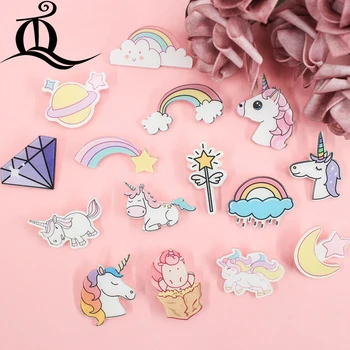 

1PCS Cartoon Badge Icons on The Pin Acrylic Badges Badges for Clothing Kawaii Brooches Pvc Brooch,Unicorn on cloth and bag Z41