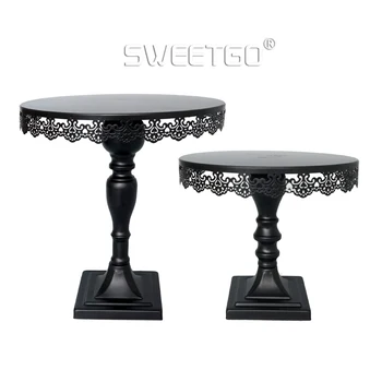 

1 Pcs Black European Vintage Lace Wedding Party Decorative Cake Stands Desserts Fruits Plate Pan Tray