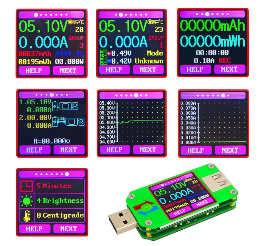 

UM24 UM24C for APP USB 2.0 LCD Display Voltmeter ammeter battery charge voltage current meter multimeter cable measure Tester