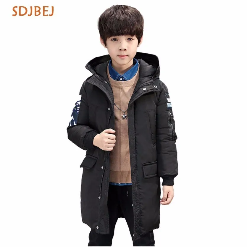 

Big Boys Jacket 2018 Winter Cotton Padded Children Jacket Coat Kids Warm Thick Hooded Children Outerwear Coat Boy Clothing