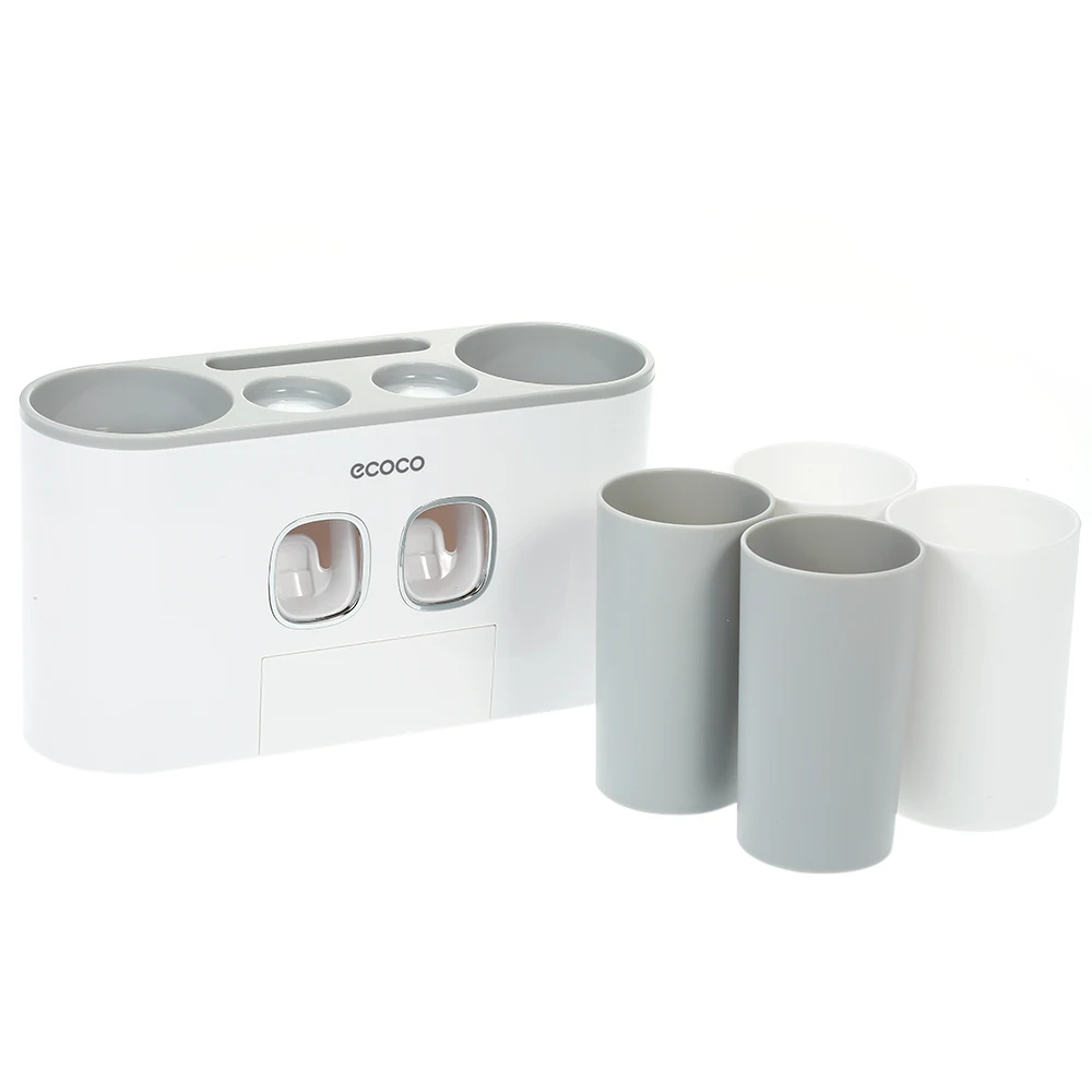 ECOCO настенные дозаторы для зубной пасты держатель для зубных щеток 4 чашки и 5 слотов для зубных щеток Стеллаж Для Хранения Туалетных принадлежностей товар для дома