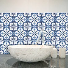 HXM 10 шт. DIY плитка наклейка s португальский стиль шаблон стены стикеры водонепроницаемые наклейки для настенной плитки для кухни комнаты украшения дома
