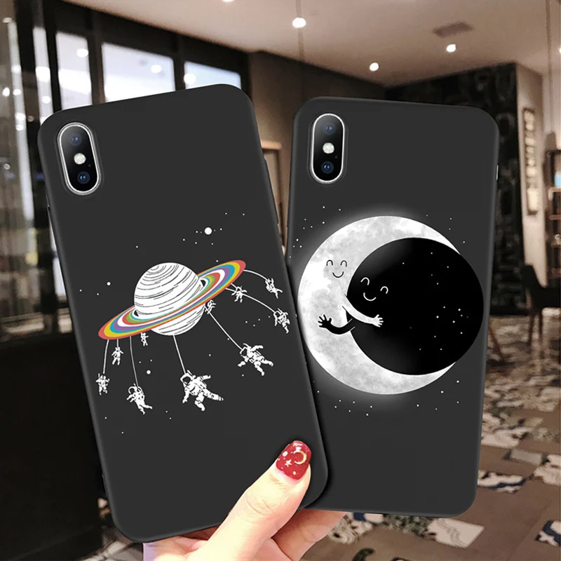 

Ottwn Phone Case For iPhone 6 6s 7 8 Plus 5 5s SE Soft TPU Fashion Moon Stars Universe Partern Cover For iPhone X XS XR XS Max