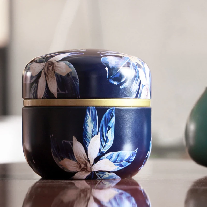 

Japanese Style Flower Rose Tea Gift Box Round Shape Tinplate Storage Box Candy Cookie Container Tea Jar Cans Case