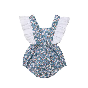 

Newborn Baby Girl Floral Ruffle Bodysuit Summer Sleeveless Girls Clothing Cute Jumpsuit Backless OutfitS Cotton Sunsuit 0-24M