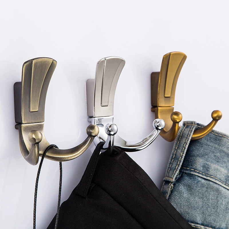 2 pcs Bathroom Wall Hangers 2 Hooks Robe Coat Wall Hooks Wall Mounted Hanger Coat Hooks Bathroom Accessories Furniture Hardware