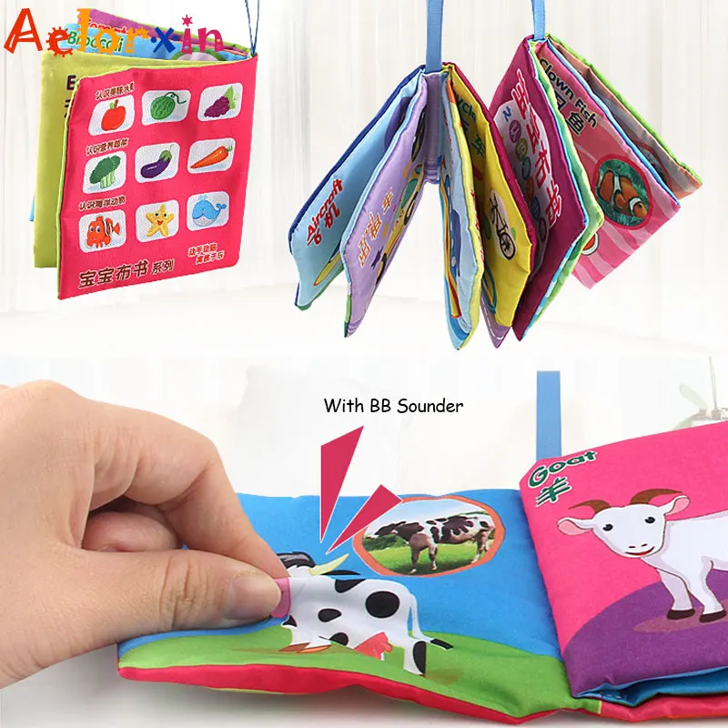 Animal Cloth Book Early Educational Games English Chinese Character Recognition Toy Ring Paper With BB Sounder | Игрушки и хобби