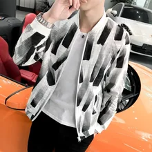 Summer Jacket Men Stand Collar Print Casual Baseball Jackets Nightclub Bar Party Clothes Sunscreen Jacket Fashion Bomber Coat Summer Jacket Men Stand Collar Print Casual Baseball Jackets Nightclub Bar Party Clothes Sunscreen Jacket Fashion Bomber Coat