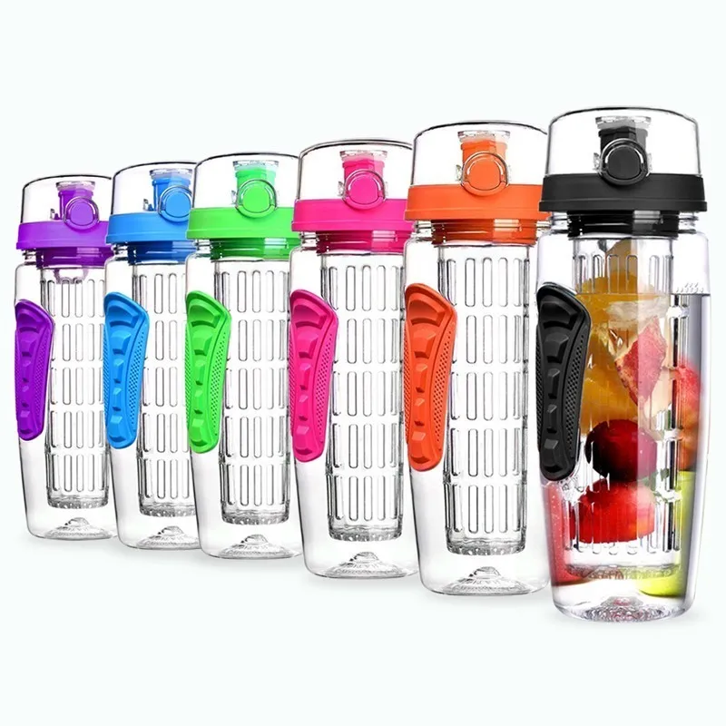 1000ml Plastic Fruit Infuser Juice Shaker Sports Lemon Water Bottle
