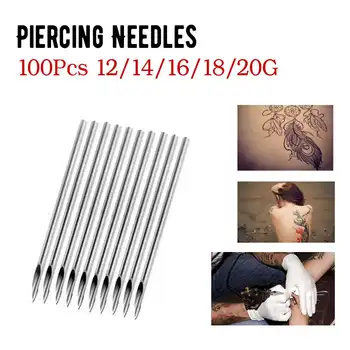 

100pcs Disposable Sterile Body Piercing Needles Medical Tattoo Piercing Needles Navel Nipple Ear Nose Lip 12g/14g/16g/18g/20g