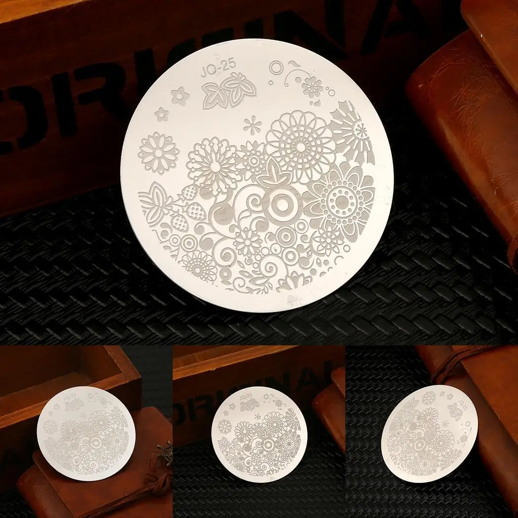 Круглые художественные пластины DIY как модные штампы фото ногтей трафареты для |