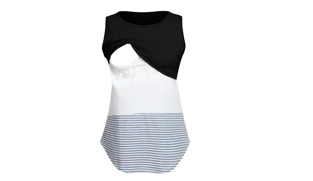 2019 Women Pregnancy Clothes Maternity Clothing Breastfeeding Tee Nursing Tops Striped SleevelessT-shirt