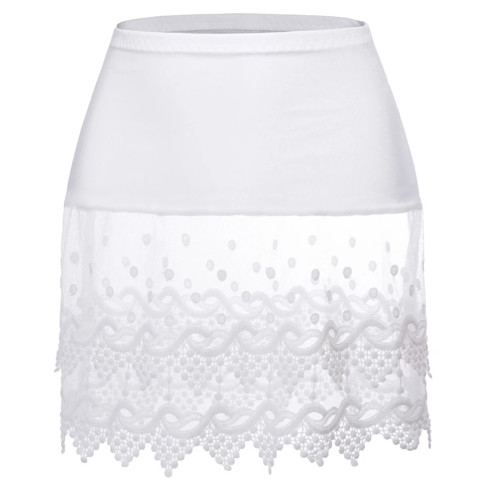 Womens Lace Extender Mini Lace Underskirt Skirts Half Slip Extra Length Plus Size