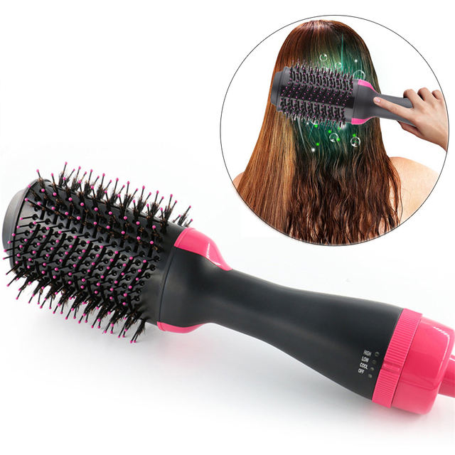 Dropshipping Electric Heating Comb Hair Straightener Curler Professional Salon One Step Dry/Wet Two Use Hair Dryer Massage Brush