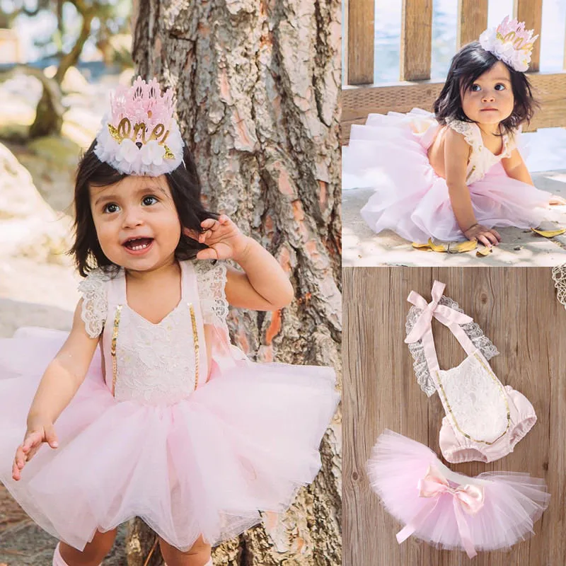 

PUDCOCO Kids Baby Girls Lace Floral Bodysuits+Tutu Skirts 2pcs Outfits sets Kids Party Gift Cotton Clothes 0-24M