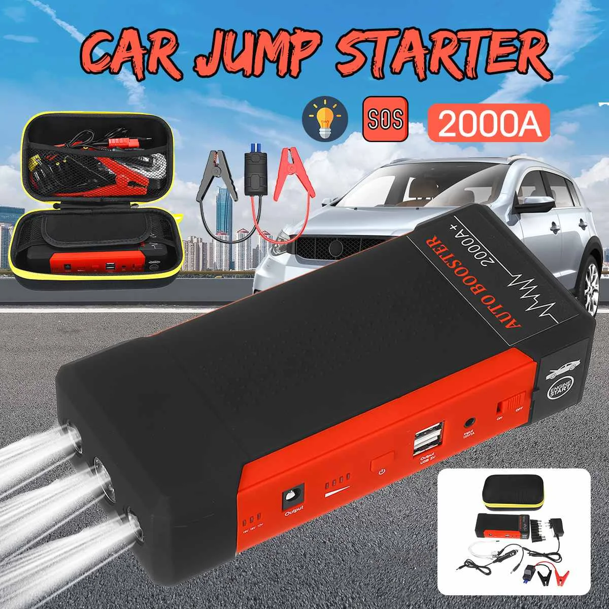 

Car Jump Starter Power Bank 2000A 24000MAh Portable Car Battery Booster Charger 12V Starting Device Petrol Diesel Car Starter