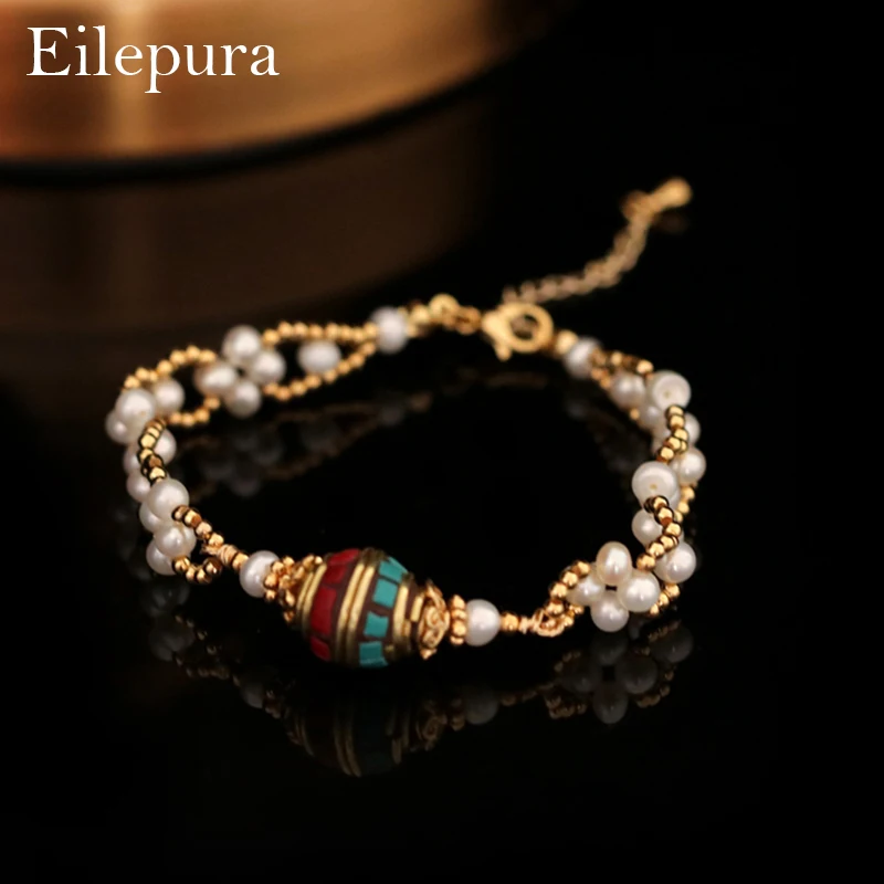 

Eilepura Handmade Original Natural Fresh Water Baroque Pearl Adjustable Bracelet For Women Wedding Jewelry Bracelet B-A017