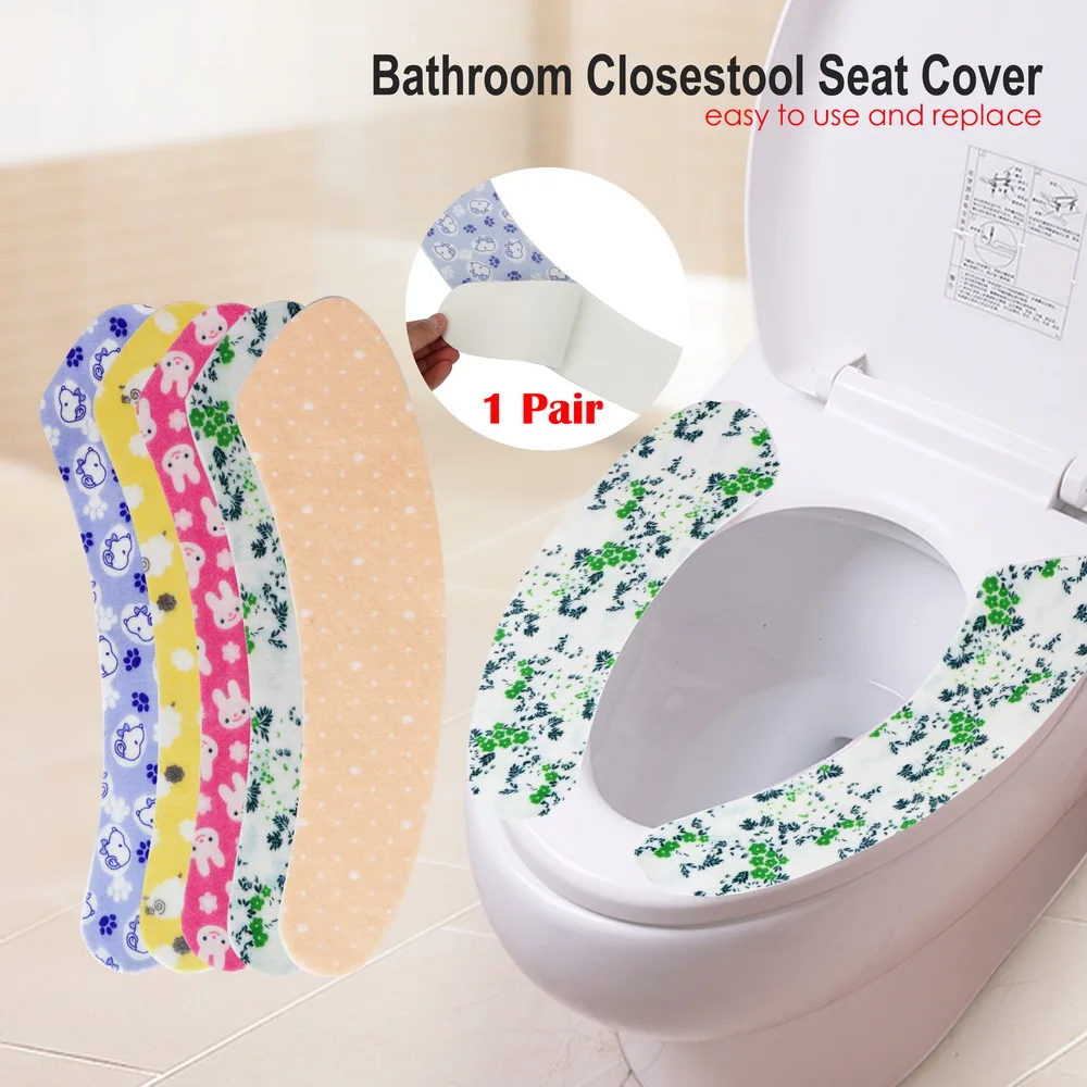 1 Pair Portable Warm Soft Non Woven Fabrics Toilet Seat Cover Home