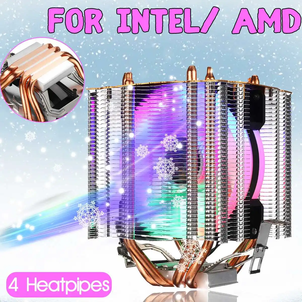 مروحة تبريد لوحدة المعالجة الرئيسية غرفة التبريد 2/4/6 النحاس Heatpipe 3/4Pin RGB مروحة برودة ل إنتل 775/1150 /1151/1155/1156/1366 و AMD جميع منصات