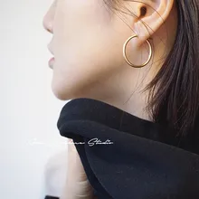 Duże okrągłe kolczyki przesadzone ze stali nierdzewnej złoty kolor modny damski amulet kolczyk kolczyki biżuteria Lady Boucles doreilles(China)