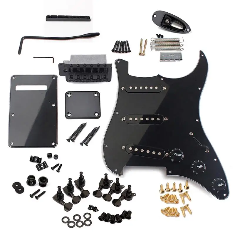 DIY Electric Guitar Kit Pickguard Back Cover Bridge System ST Style Full Accessories Kit For Guitar Replacement Parts