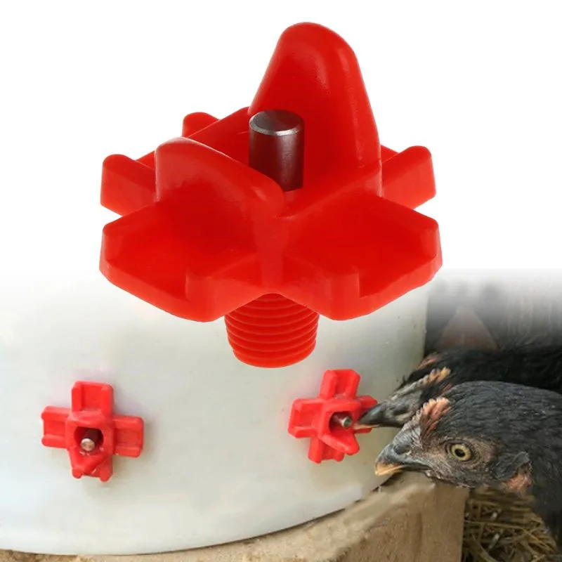 

1pc/5pcs Red Plastic Automatic Drinking Device Nozzle Water System Chicken Feeder