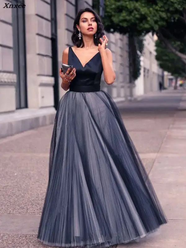 

vestido fiesta mujer Sexy V Neck Tank Sleeveless Long Patchwork A line Dresses Fashion Tightening the Waist Vestidos