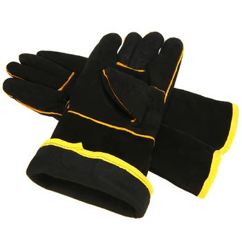 

1 Pair Black Welding Protective Gloves Heavy Duty Mig Welding Soldering Gloves Gauntlets Welders Leather Cowhide Gloves