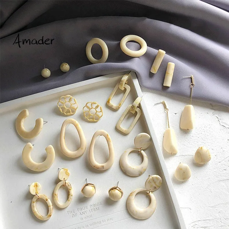 New Simple Resin Round Female Earrings Korea Restore Ancient Ways Temperament Concise All-match Ear Fashion Earring For Women | Украшения и