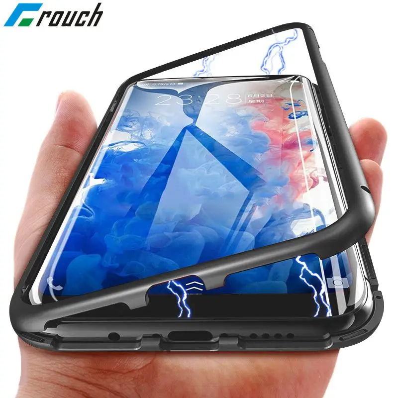 

Crouch Magnetic Phone case For iPhone 7 8 6 6s X XS Max XR Cover for Samsung Galaxy S9 S8 Plus S7 Note 8 9 Meatl magnetic case