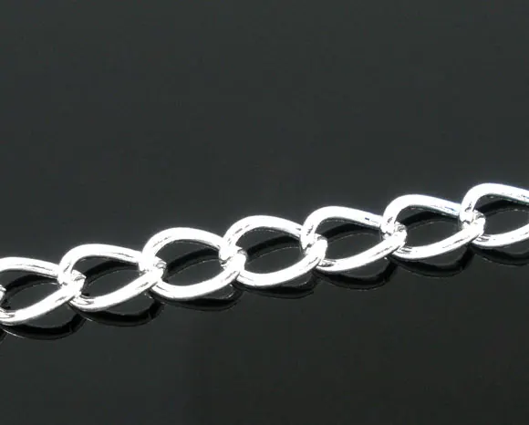 

DoreenBeads 10M Silver Plated Curb Chains Findings 5.5x3.5mm (B05736), yiwu