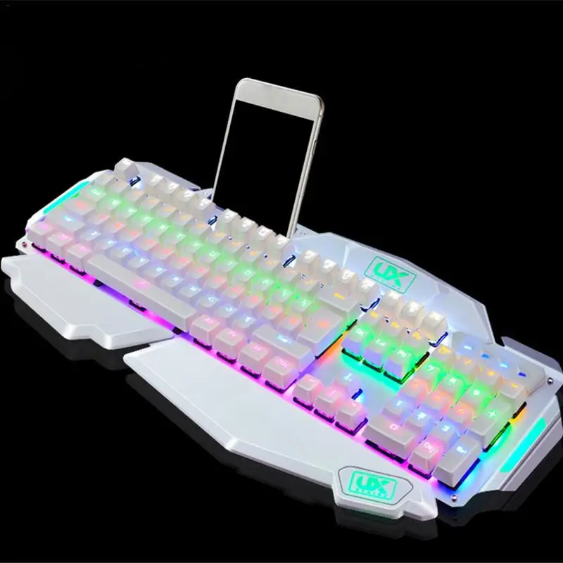 

MK915 104 Key No Punching Cyan Axis Metal Mechanical Keyboard