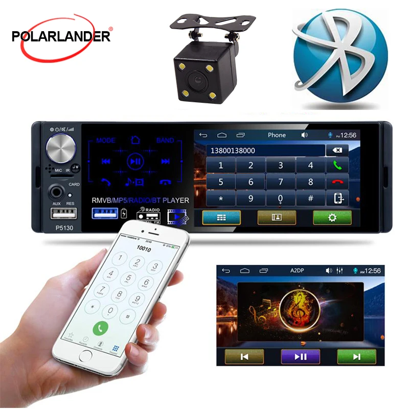 1 din Bluetooth стерео Мультимедийный плеер Автомобильный приемник 4," сенсорный экран Bluetooth RMVB/MP5/Радио/BT плеер AM FM Радио RDS