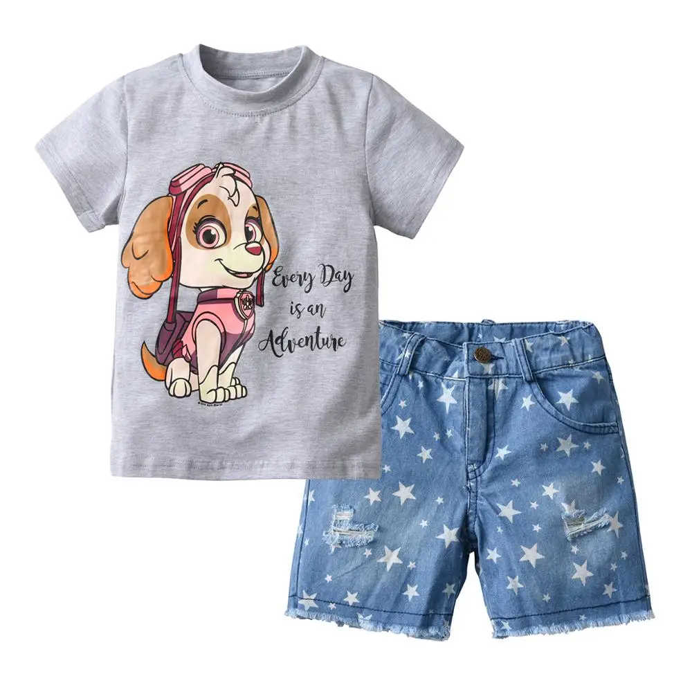 

VTOM Baby Boys Summer Clothes Newborn Children Clothing Sets for Boy Short Sleeve T-Shirts + Jeans Cool Denim Shorts Suit XN34