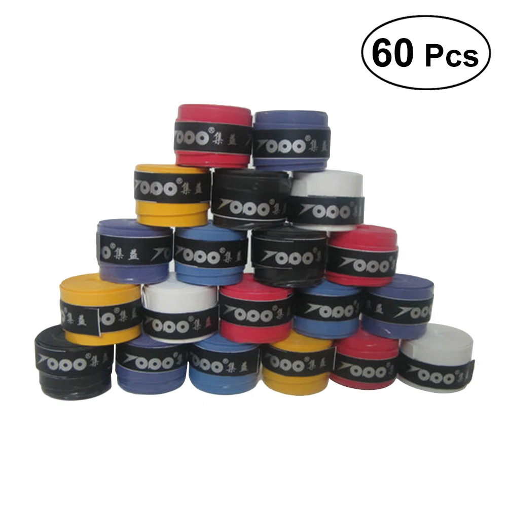 

60pcs Replacement Anti-slip Racket Overgrips Over Grips Tennis Badminton Squash Racquet Tape Grips (Mix Colors)