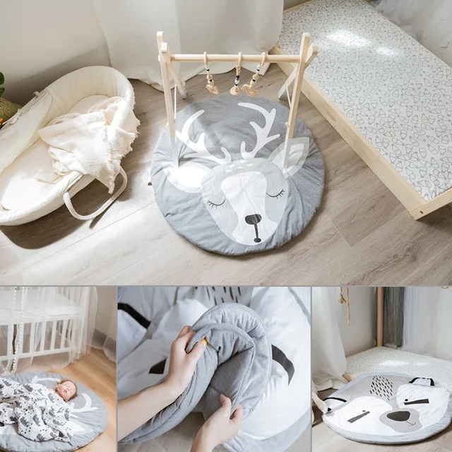 Newborn Baby Crawling Play Blankets Animals Bunny Ears 100% Cotton Comfortable Soft Carpet Parent-child Game Blankets Baby Toys 1