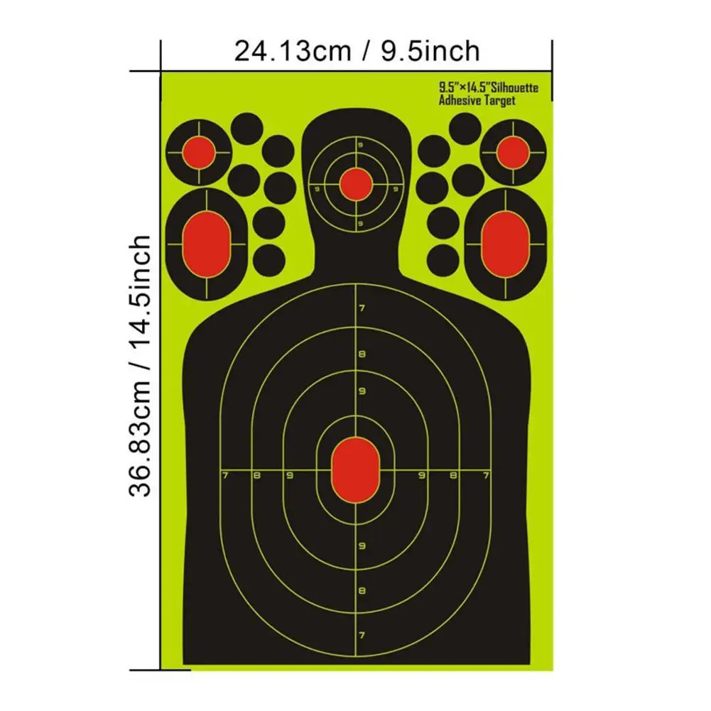 10 шт. 14,5 дюймов мишени для стрельбы Splatter реактивной тренировочная мишень бумага флуоресцентный для винтовки пистолетный страйкбол неогнестрельное оружие бумага