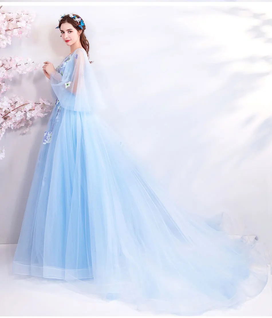 Женское вечернее платье со шлейфом SSYFashion романтичное кружевное для выпускного