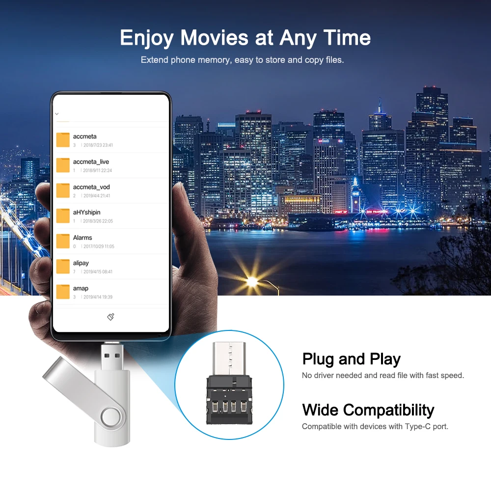 Мини Micro адаптер типа OTG C Male к USB Female конвертер передачи данных для Android