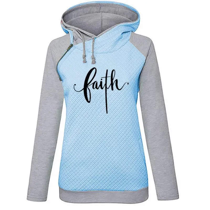  2019 New Fashion Faith Print Sweatshirt Femmes Hoodies Women Sweatshirts Corduroy Print Printing Cu