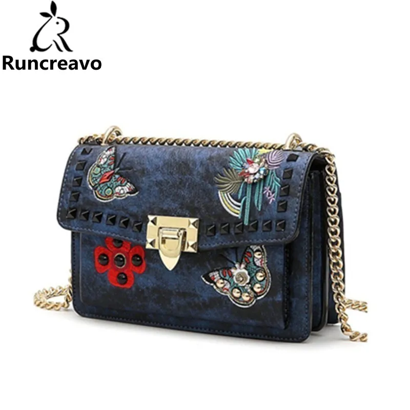 

Summer Crossbody Bags For Women 2018 Luxury Handbags Women Bags Designer Famous Brand Ladies Embroidery Rivet Chain Shoulder Bag