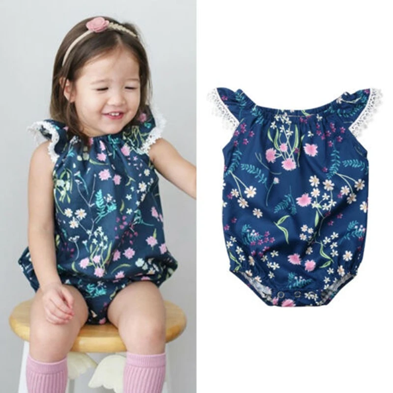 navy blue romper baby girl