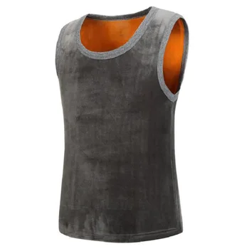 

#3621 2018 Autumn Winter Vest Men Keep Warm 95% Cotton Round Neck Thickening Vest Male Fleece Slim Waistcoat Plus Size XXXL