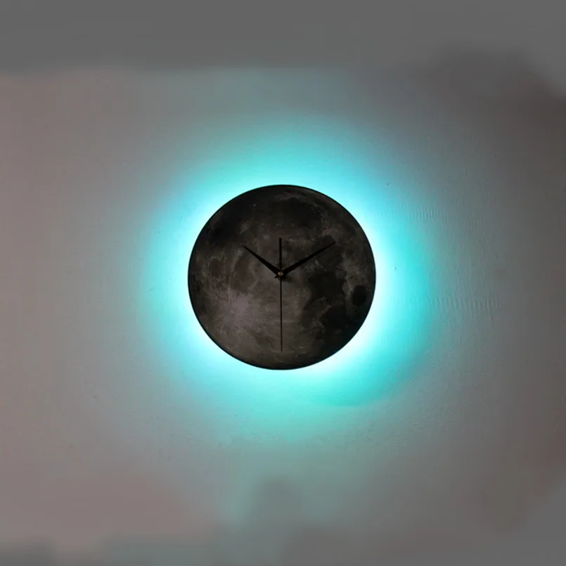 Новые 3D настенные часы LED Moon Night Light Настенные технология дистанционного